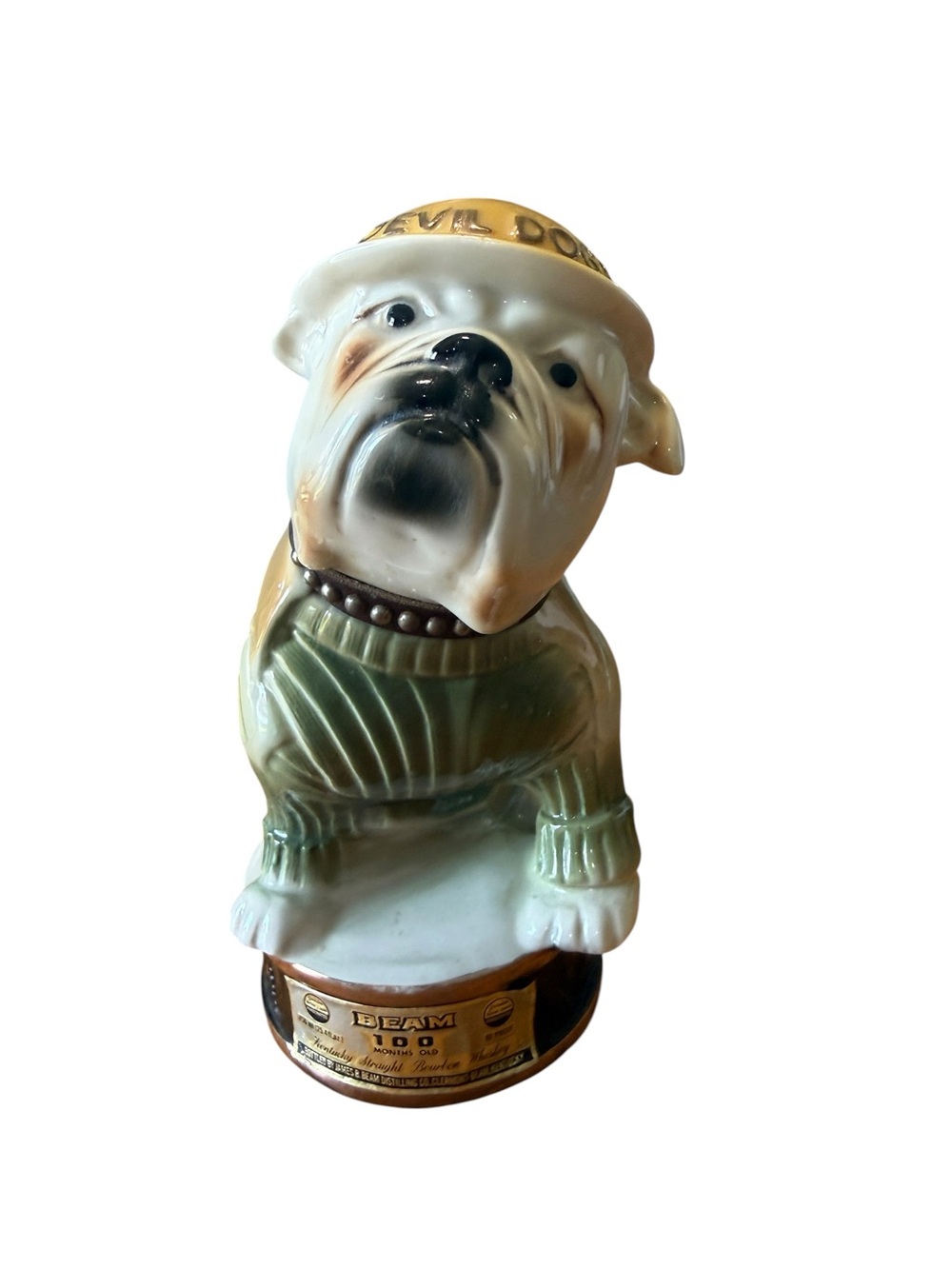 Vintage 1979 Jim Beam Bourbon Whiskey Devil Dogs Mascot Marine Corp Decanter